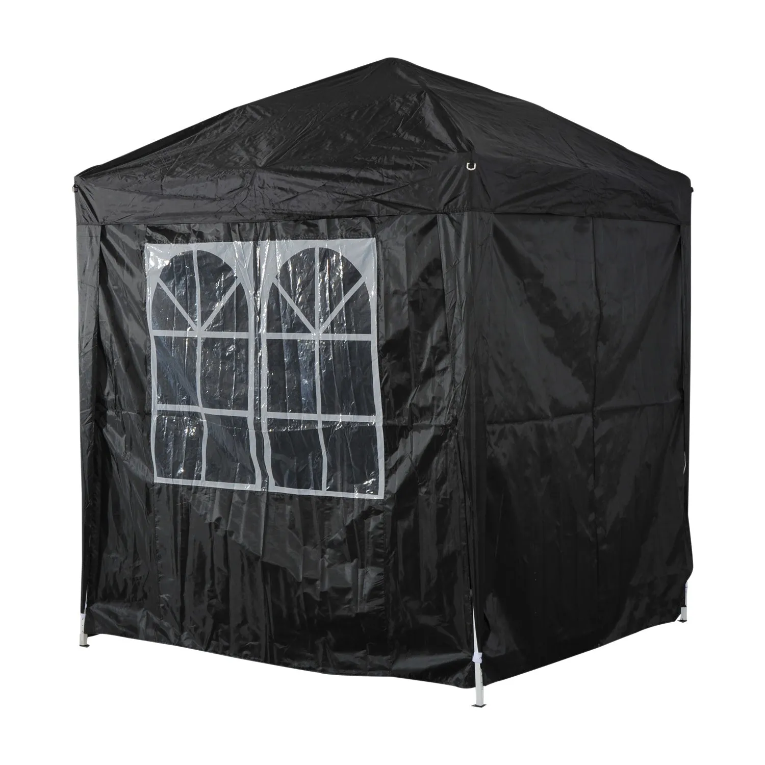 06x06 ft Easy Folding Pop Up Wedding Party Canopy Tent with 4 sidewalls - Black