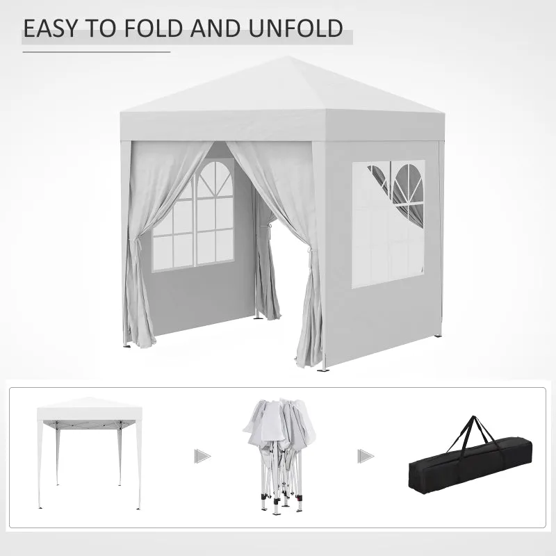 06x06 ft Easy Folding Pop Up Wedding Party Pavilion Canopy Tent with 4 sidewalls - White