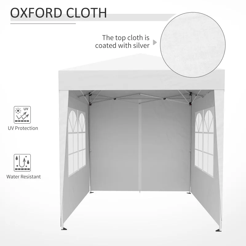 06x06 ft Easy Folding Pop Up Wedding Party Pavilion Canopy Tent with 4 sidewalls - White