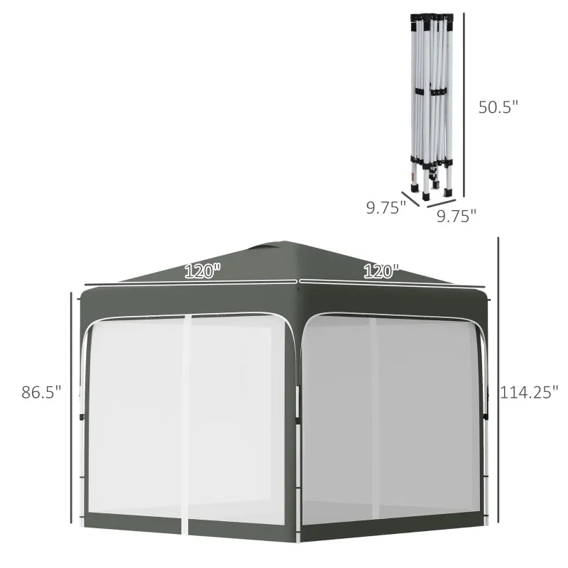 10' x 10' Height Adjustable Pop Up Tent - Grey