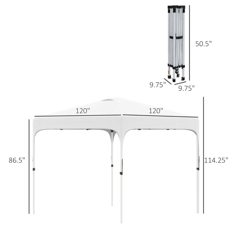 10' x 10' Height Adjustable Pop Up Tent - White