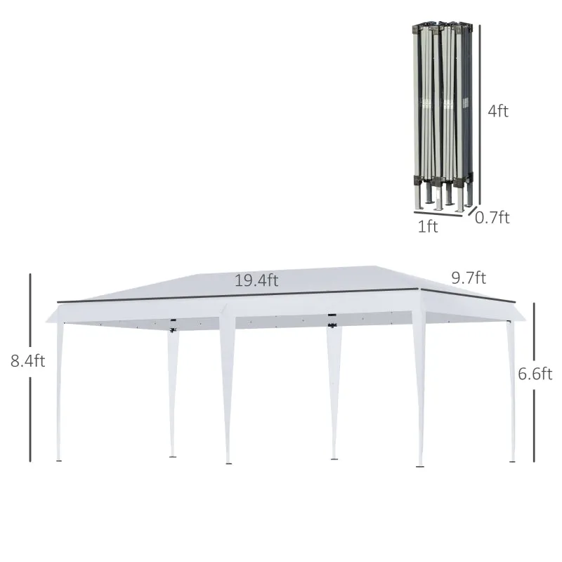 10' x 19' Outdoor Pop Up Party Tent - White