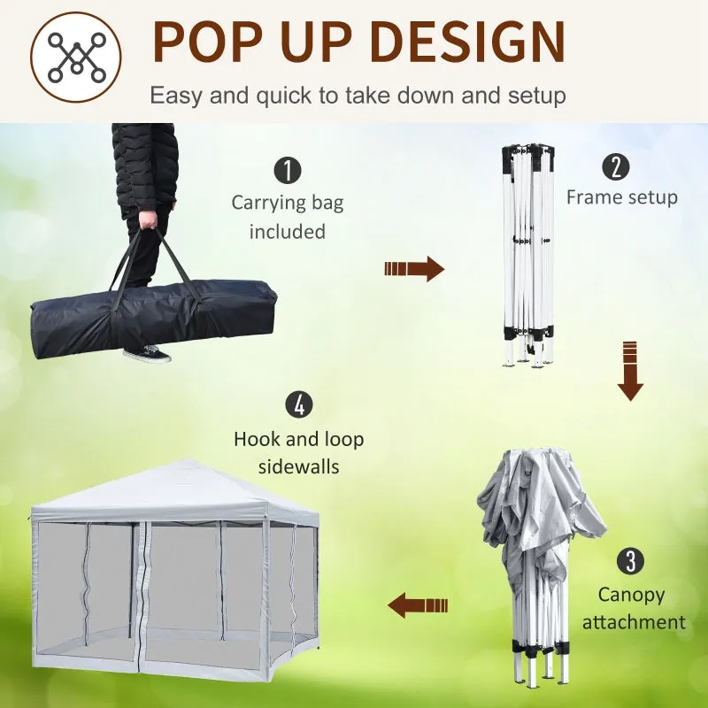 10x10 ft Pop Up Party Canopy Tent with 4 Removable Walls - Cream White