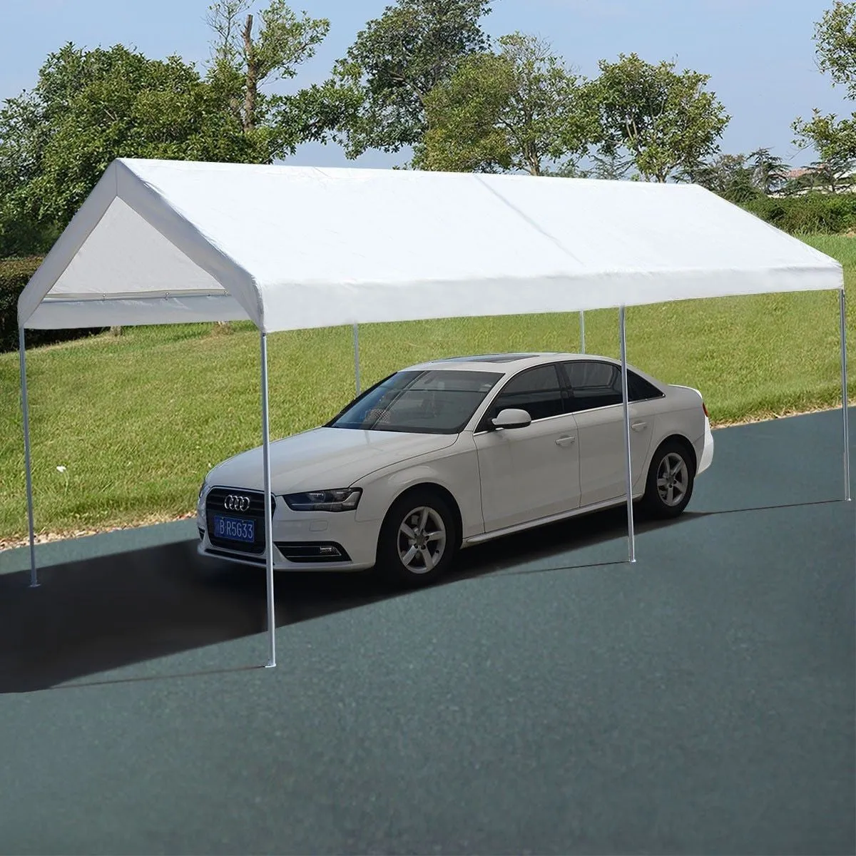 10x20 ft. Steel Frame Portable Car Canopy Tent - White