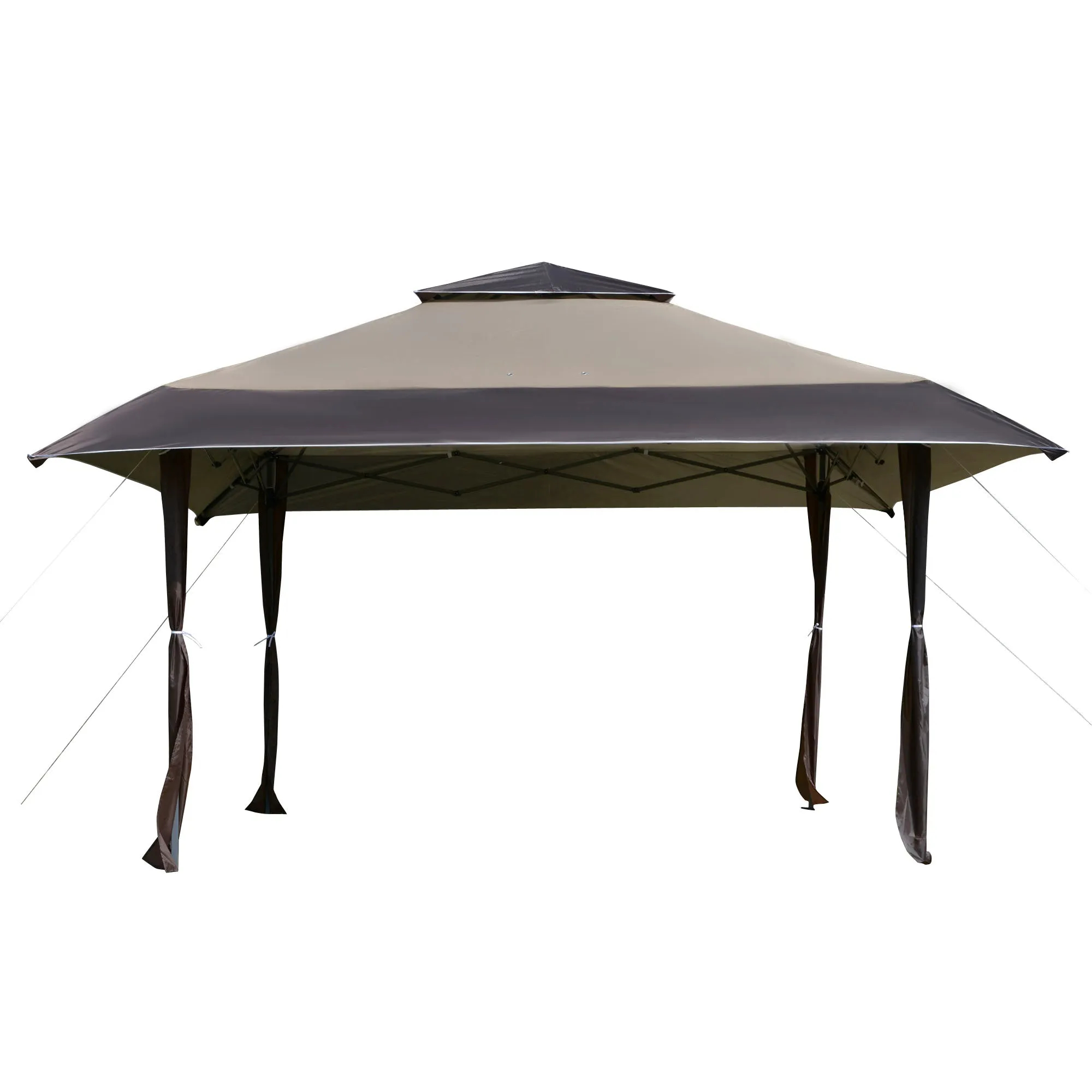 13x13 ft Height Adjustable Pop Up Canopy Tent with Top Vent - Khaki