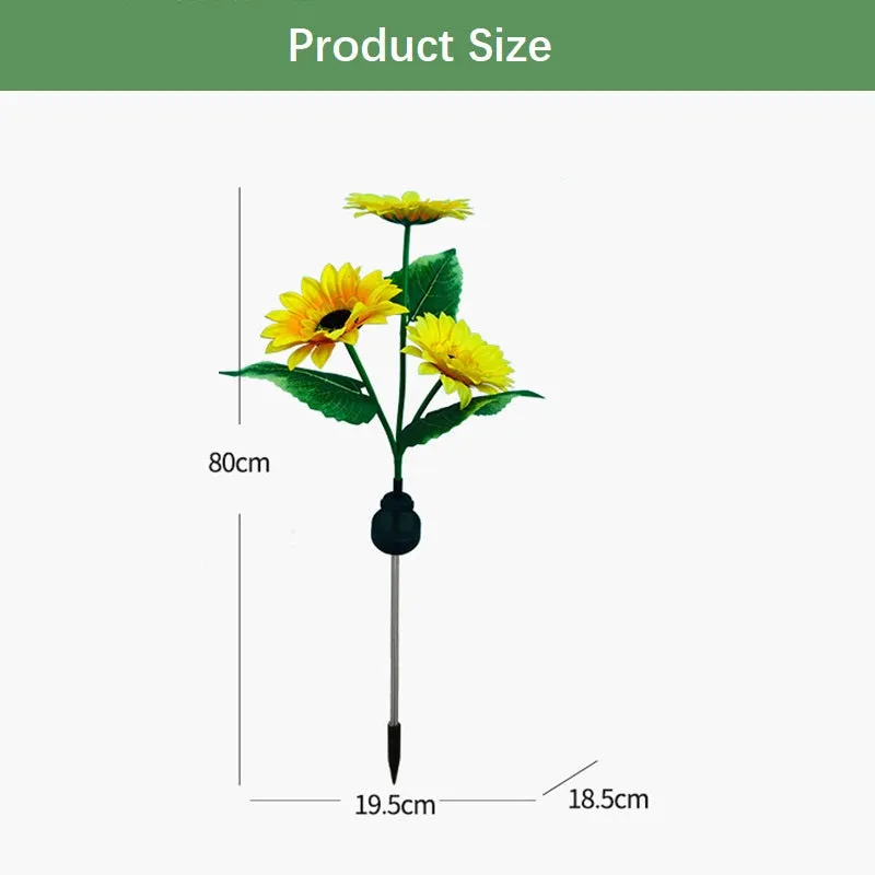 2 Packs LED Solar Sunflower Plug Lamps with 3 Sunflowers