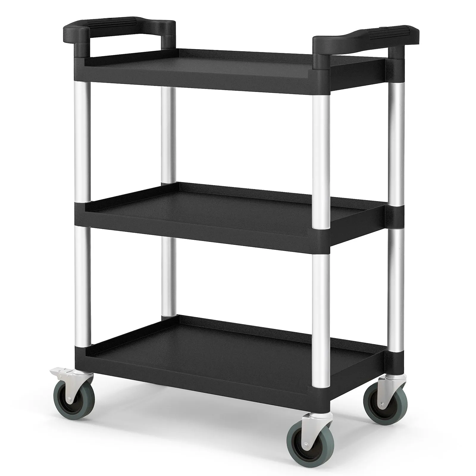 3-Tire Metal Rolling Cart with Lockable Universal Wheels