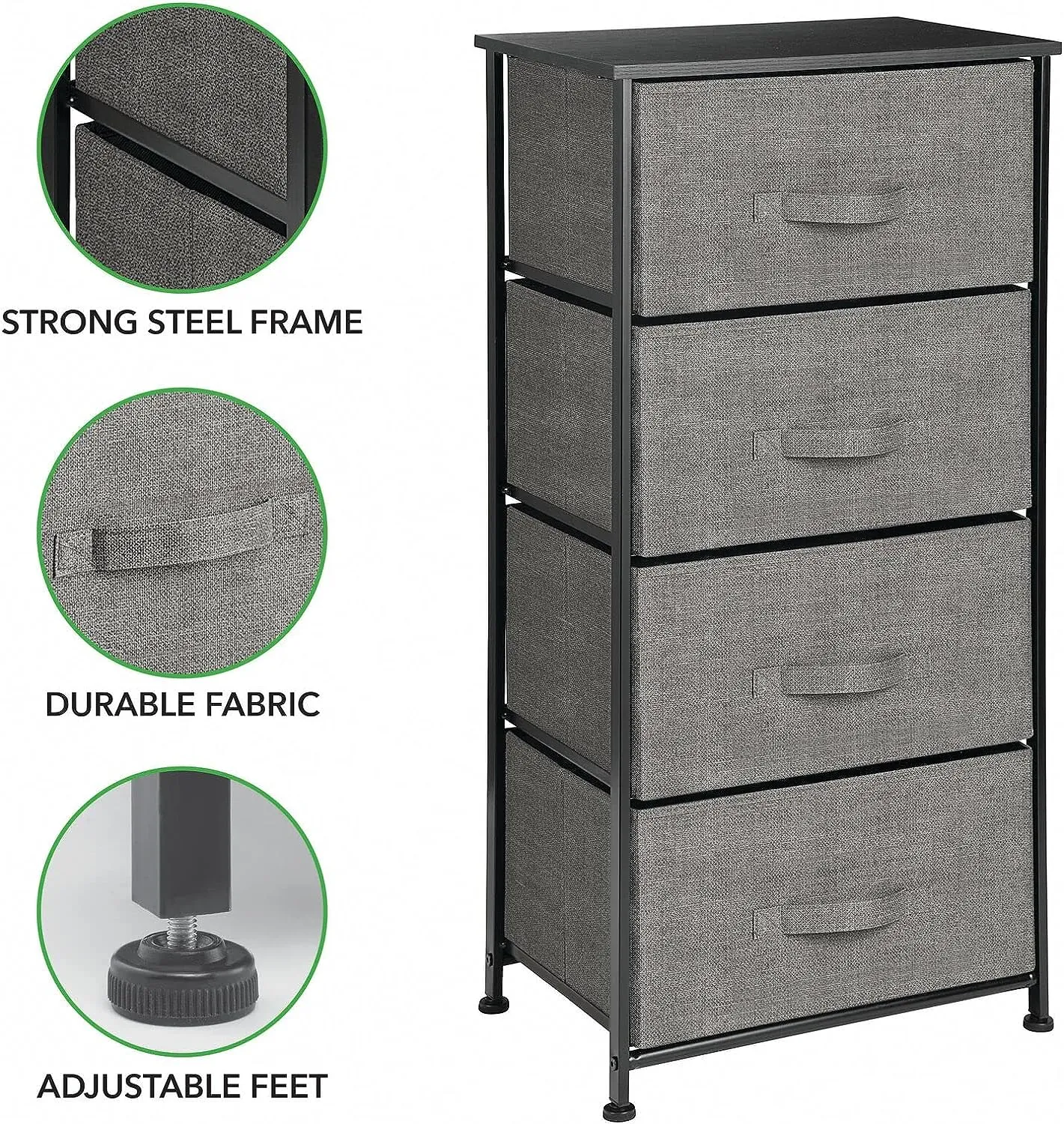 Blushbees Tall Dresser Storage with 4 Removable Fabric Drawers.