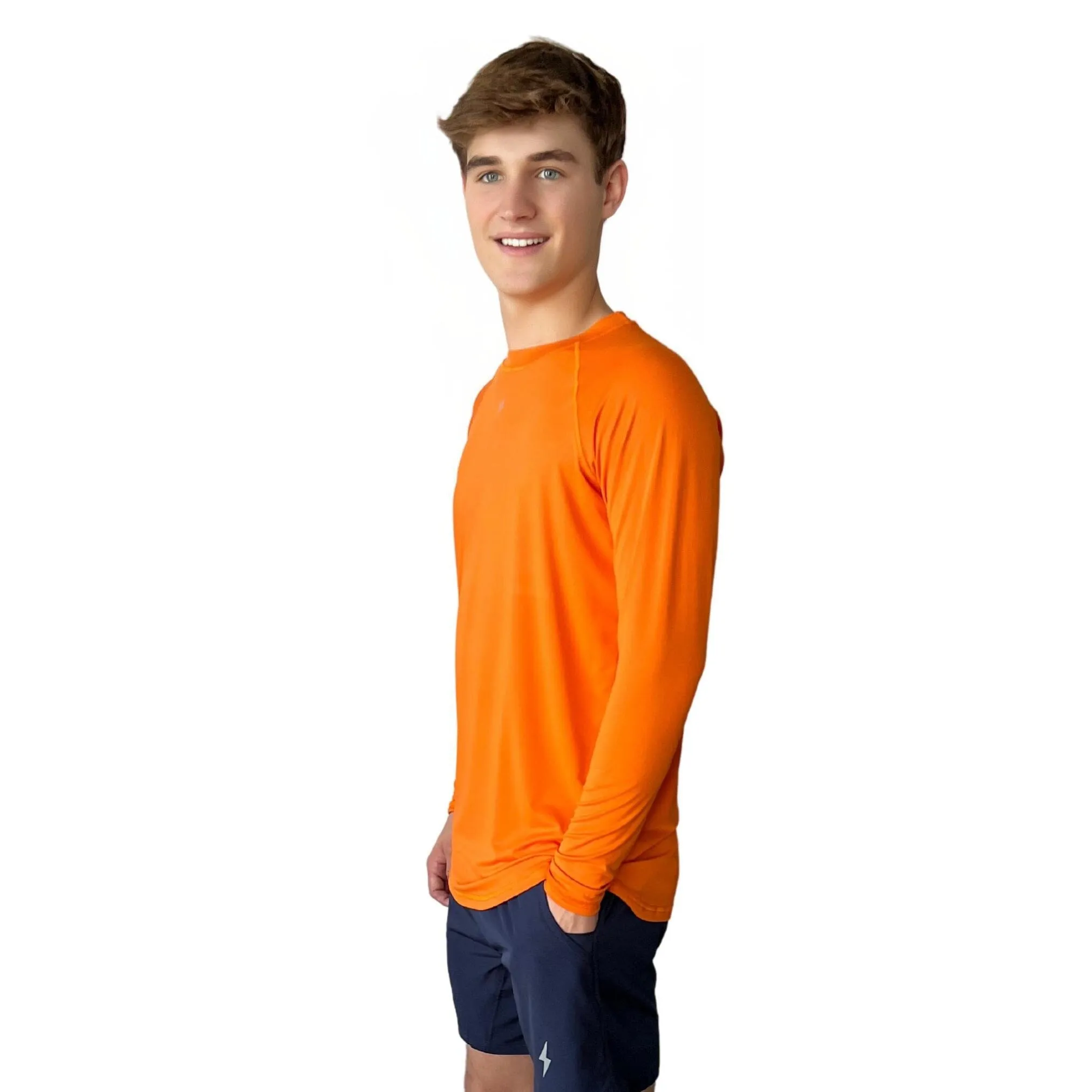 BRUCE BOLT Long Sleeve Performance T-Shirt with Reflective Bolt - ORANGE