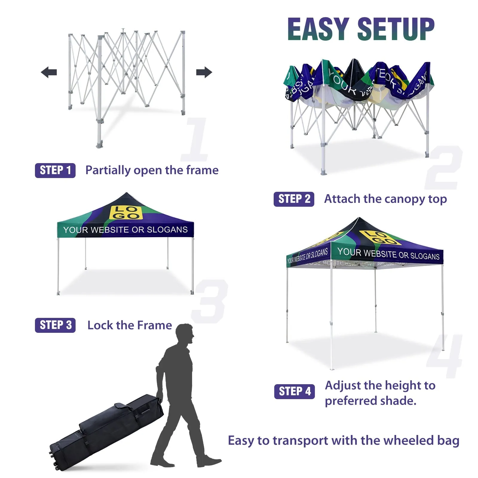 EAGLE PEAK HD100V2 Steel Hex Leg Heavy Duty Custom Commercial Canopy Tent 10x10 - CLICK TO CONFIGURE - Package Prices Start at $599.99