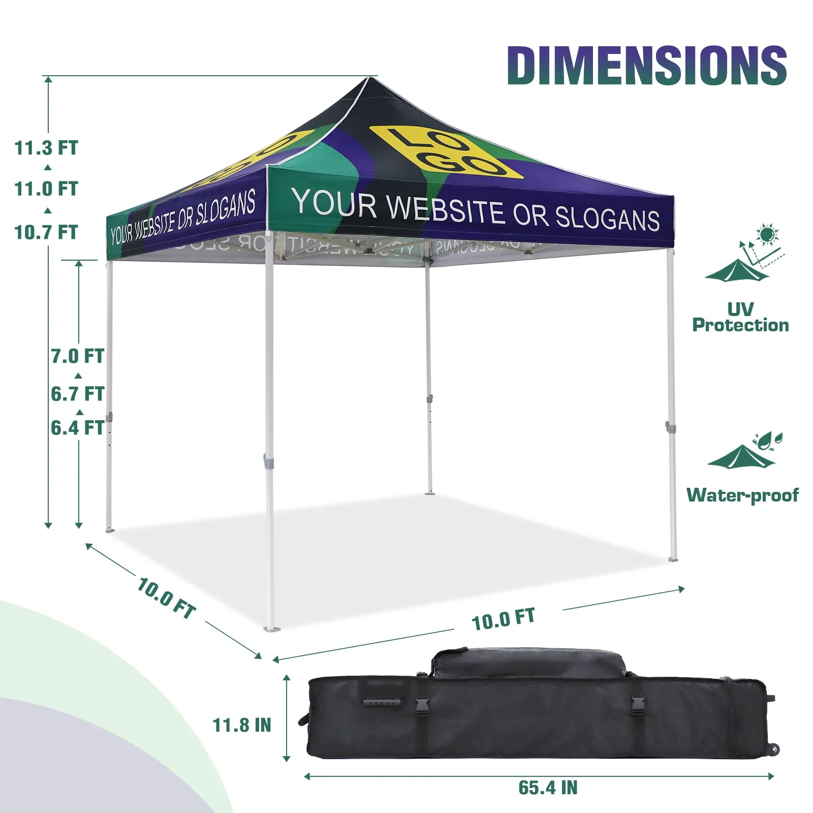 EAGLE PEAK HD100V2 Steel Hex Leg Heavy Duty Custom Commercial Canopy Tent 10x10 - CLICK TO CONFIGURE - Package Prices Start at $599.99