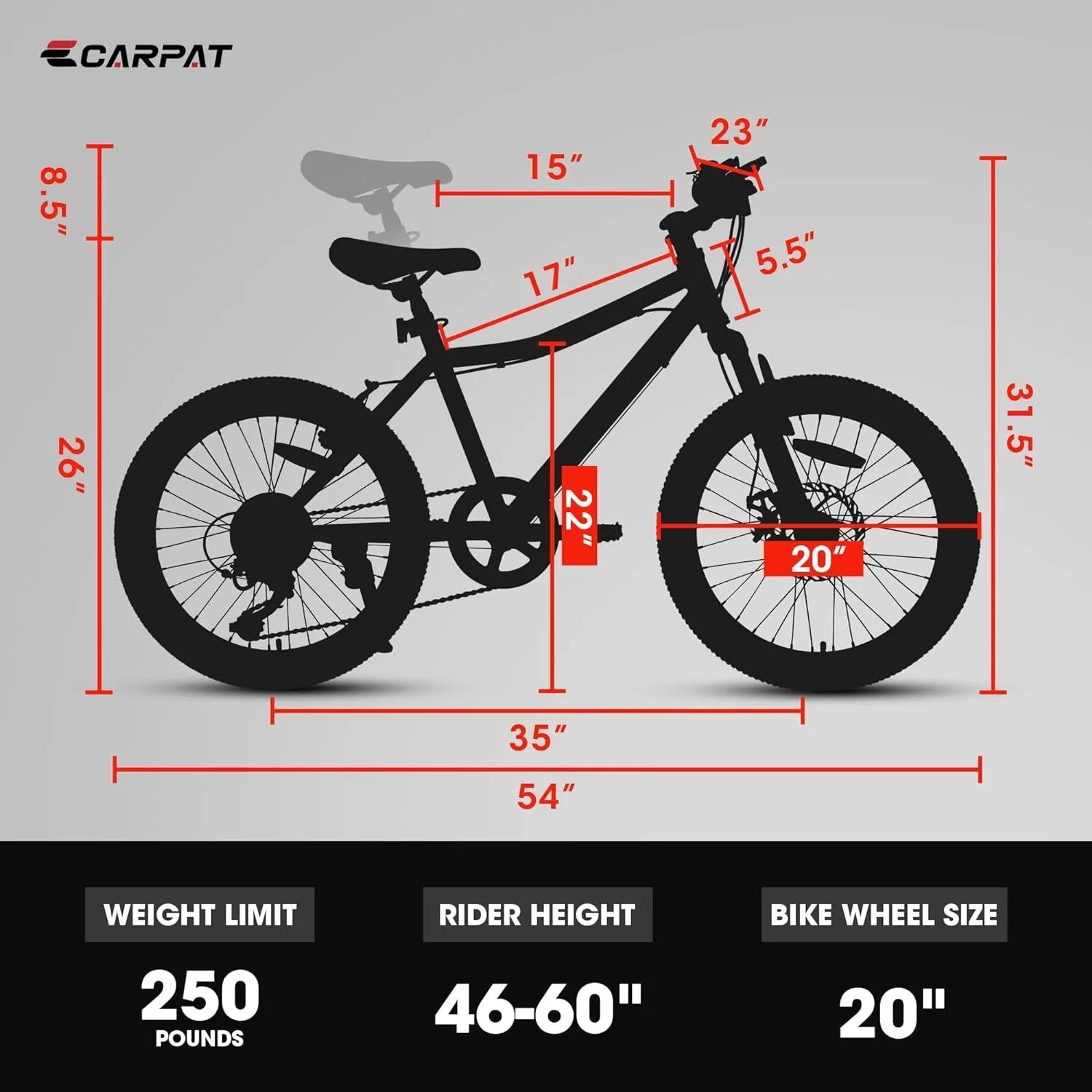 Ecarpat 20 Inch 7 speed Kids Mountain Bike With Front Suspension