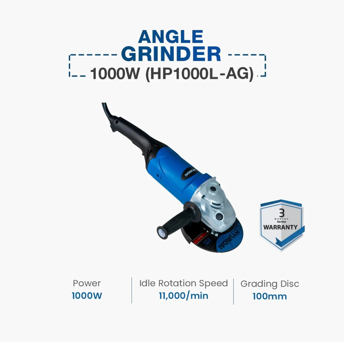 Hyundai Angle Grinder 1000W (HP1000-LAG)