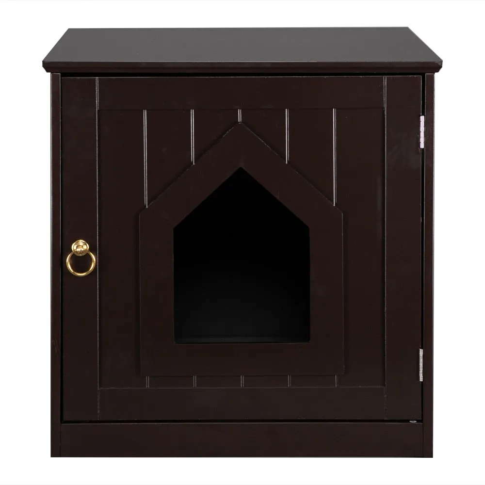 Litter Box Enclosure Cat Home Nightstand Pet House Indoor Pet Crate Cat Lounge Hut or Litter Box Cover with Sturdy Wooden Base