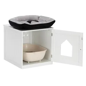 Litter Box Enclosure Cat Home Nightstand Pet House Indoor Pet Crate Cat Lounge Hut or Litter Box Cover with Sturdy Wooden Base