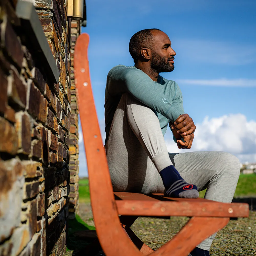 Mens Merino Blend 160 PJ Henley (Sage Melange)