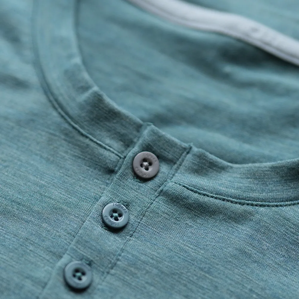 Mens Merino Blend 160 PJ Henley (Sage Melange)