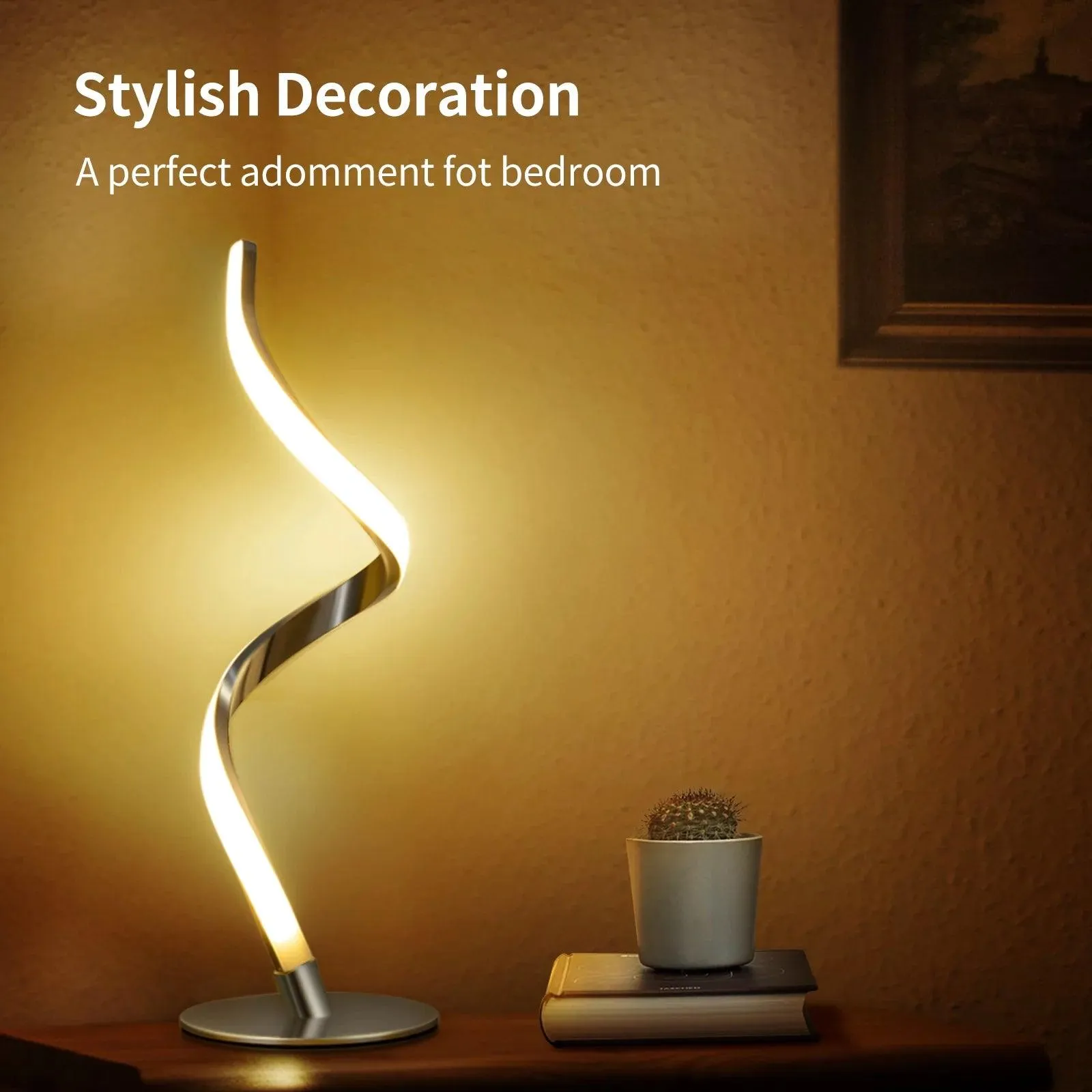 Modern Spiral Table Lamp -  Touch Control Bedside Lamp