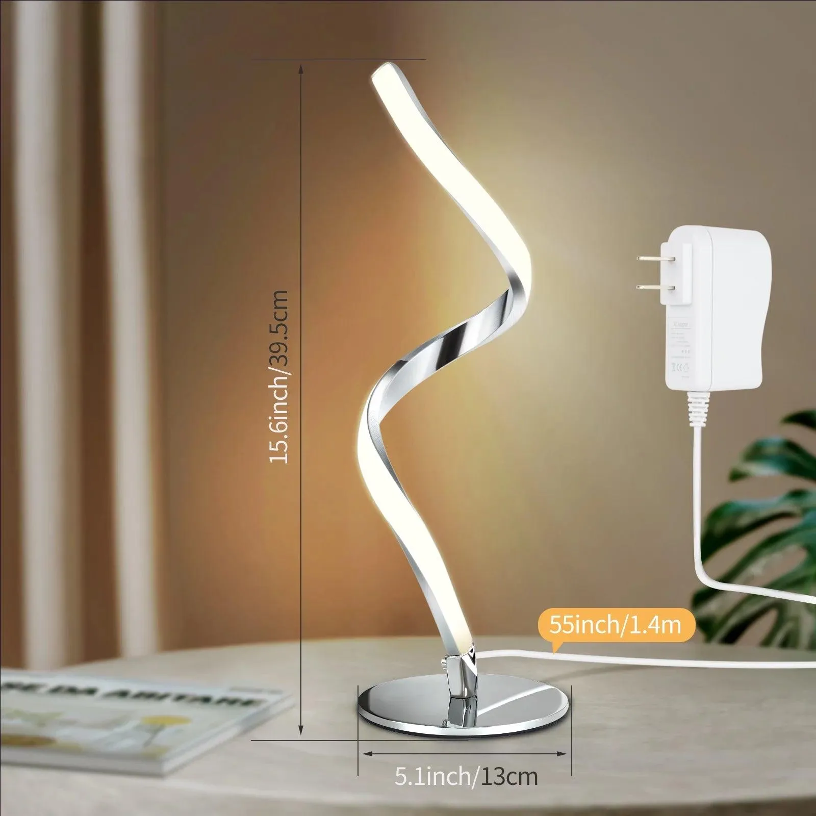 Modern Spiral Table Lamp -  Touch Control Bedside Lamp