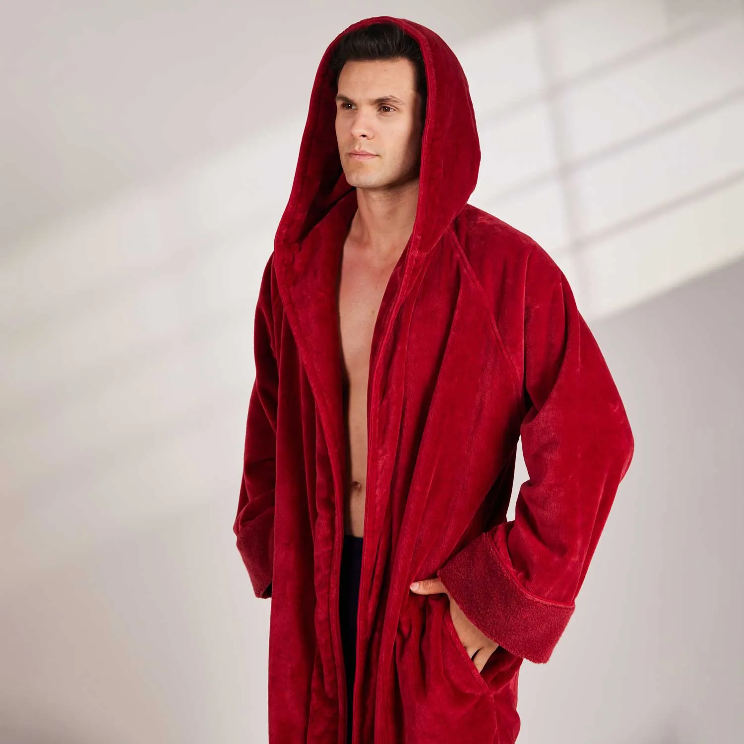 Organic Cotton Hooded Robe - Mens