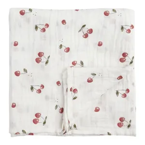 Petit Lem Organic Cotton Muslin Swaddle in Cherry Print