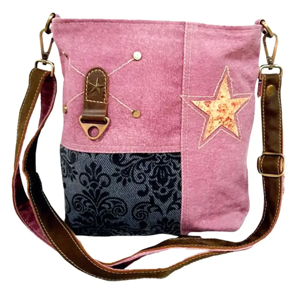 Pink & Black Canvas Shoulder Bag