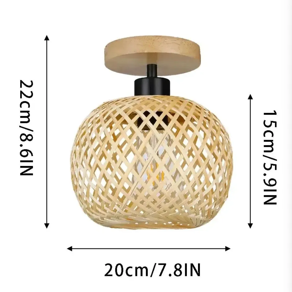 Retro Bamboo Woven Ceiling Light - Eco-Friendly Decorative Chandelier