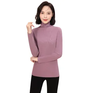 Sidiou Group Winter Thickened High Neck Thermal Underwear Top Winter Fleece Shirt Warm Cotton Long Sleeve Top For Women