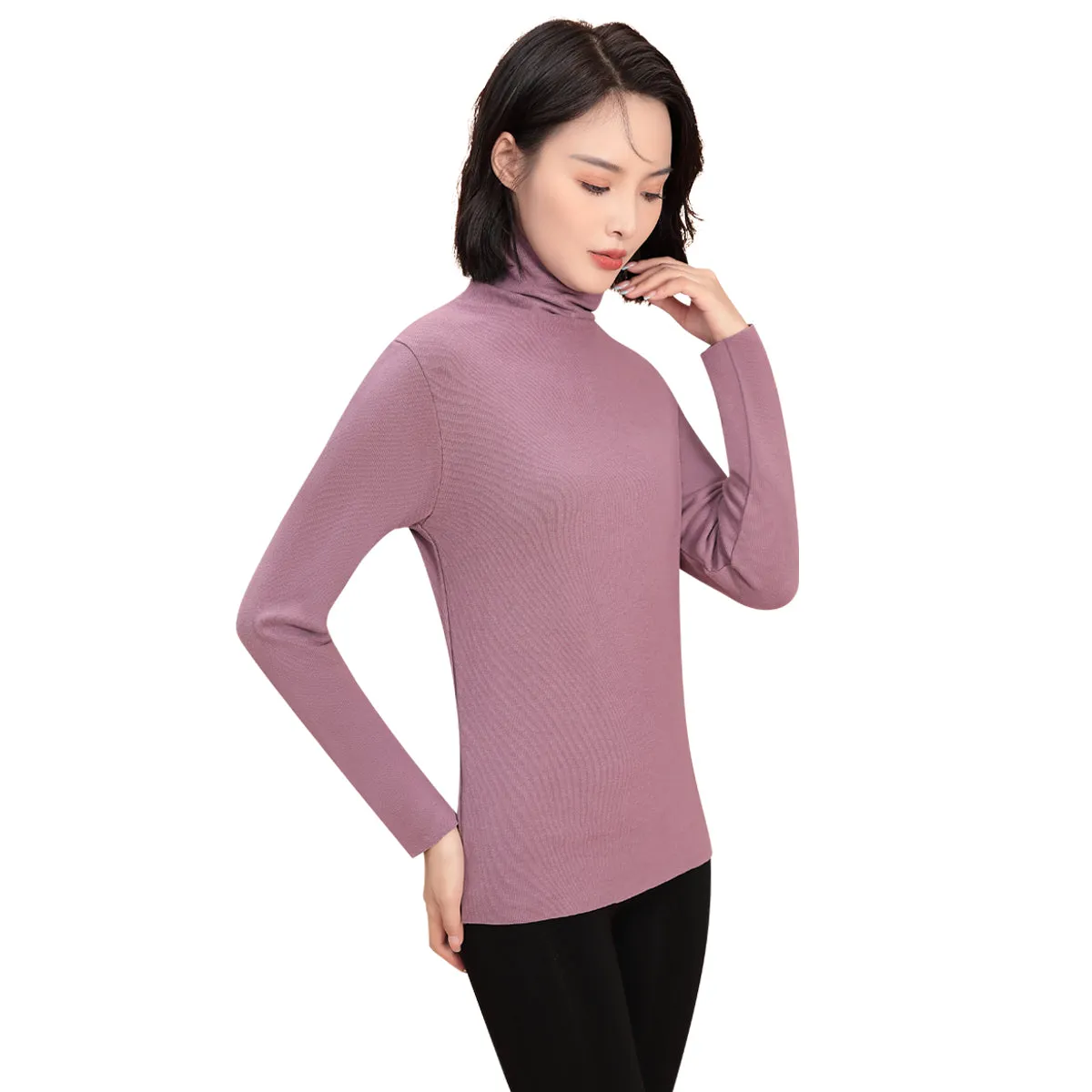 Sidiou Group Winter Thickened High Neck Thermal Underwear Top Winter Fleece Shirt Warm Cotton Long Sleeve Top For Women