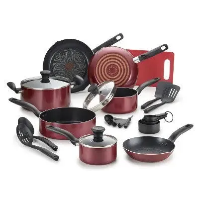 T-fal Simply Cook Prep and Cook Nonstick 17pc Set - Red