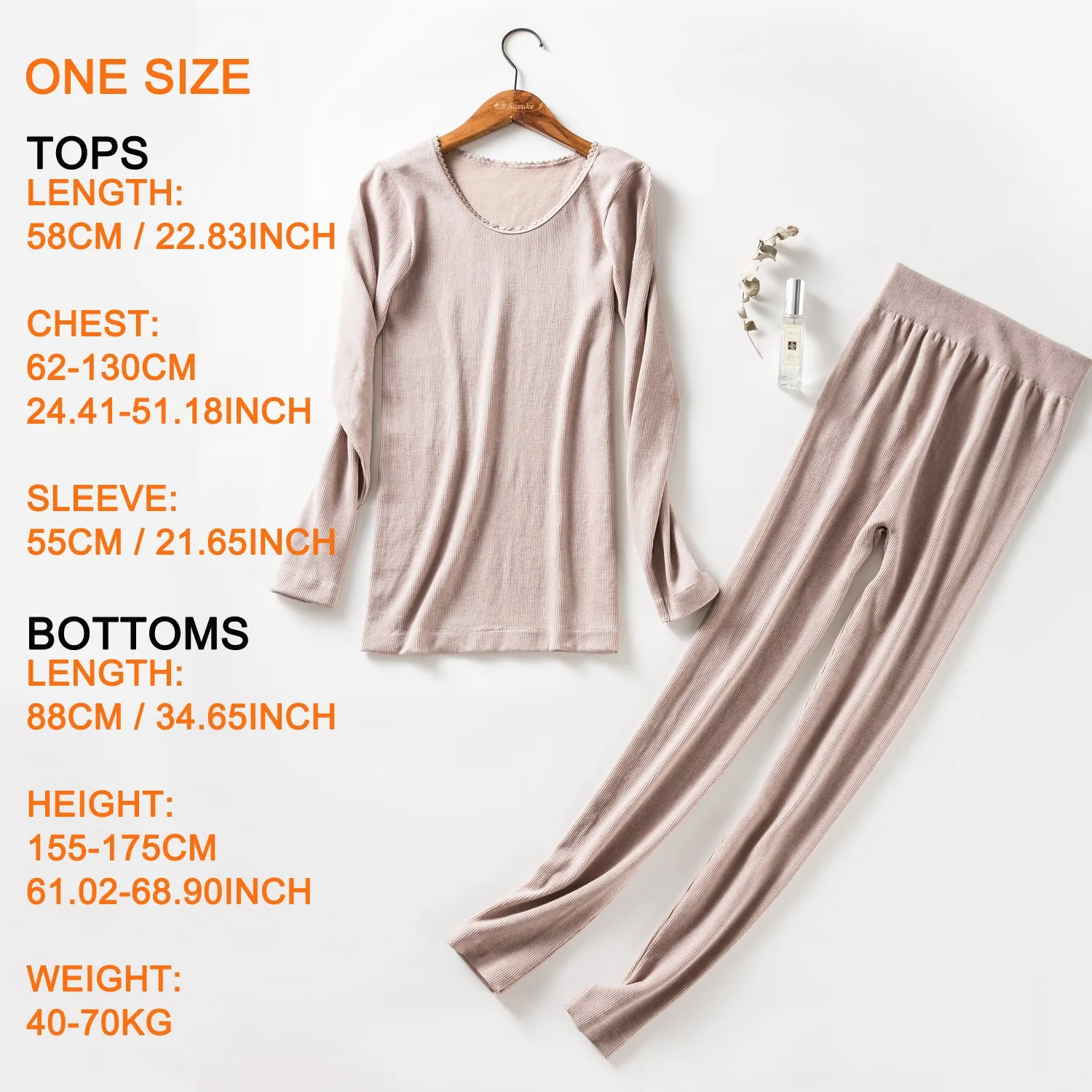 Thermal Underwear Set for Women Wool Antibacterial Warm Underwear Long Johns Suit Soft Comfortable Long Sleeve Base Layer Thermal Top and Bottoms